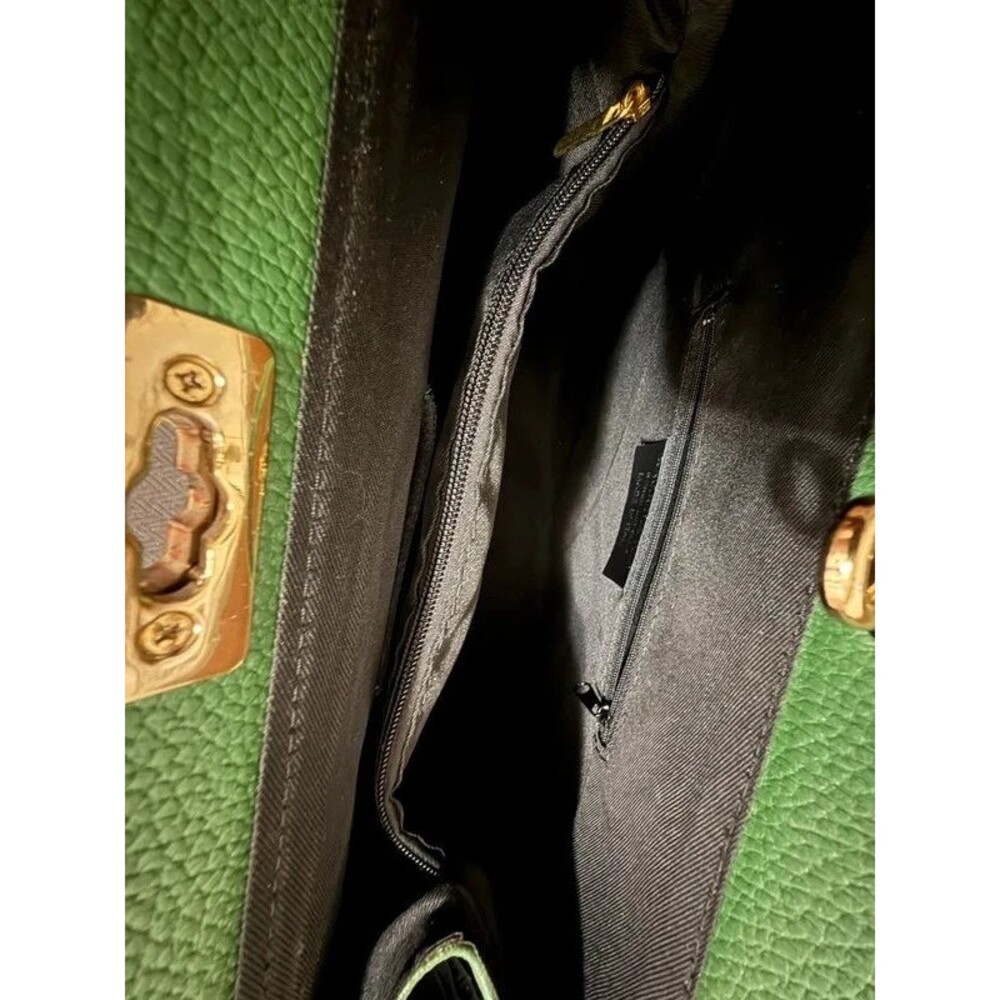 Italian Leather Green Satchel Shoulder Bag Made in Italy - Picture 13 of 17